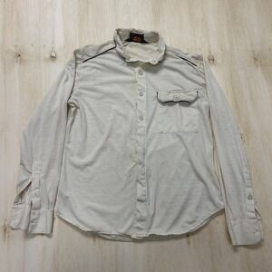 Vintage Hukapoo Mens Medium White Solid Long Sleeve Button Up Casual Shirt